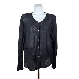 BASCO LINEN BUTTON FRONT SWEATER